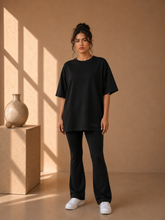 Oversized Tonal Back Print T- Shirt - Black