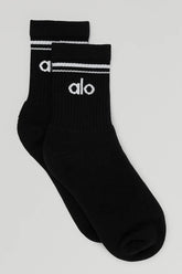 Unisex Half-Crew Throwback Sock - Black