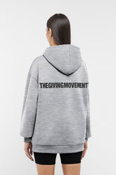 Oversized Tonal Back Print Hoodie - Gray