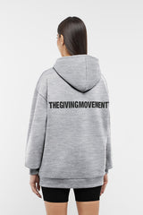 Oversized Tonal Back Print Hoodie - Gray