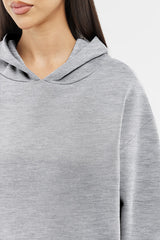 Oversized Tonal Back Print Hoodie - Gray