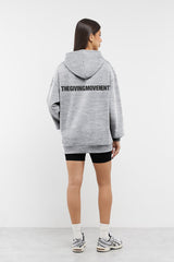 Oversized Tonal Back Print Hoodie - Gray