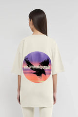 Oversized Falcon Sunset Print T-Shirt - Unisex