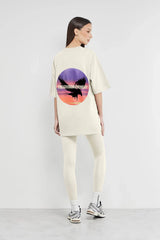 Oversized Falcon Sunset Print T-Shirt - Unisex