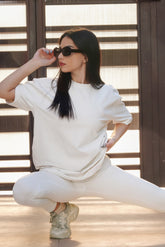 Oversized Tonal Back Print T- Shirt - Off white