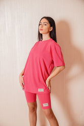 Oversized No Back Print T- Shirt - Pink