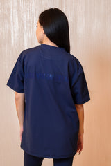 Oversized Tonal Back Print T- Shirt - Navy