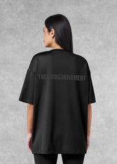 Oversized Tonal Back Print T- Shirt - Black