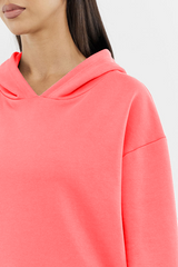 Oversized Tonal Back Print Hoodie - Flamingo