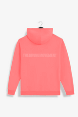 Oversized Tonal Back Print Hoodie - Flamingo