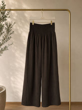 Honeycomb Wide-Leg Linen Pants