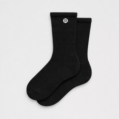 Unisex Daily Essential Crew Socks- Black
