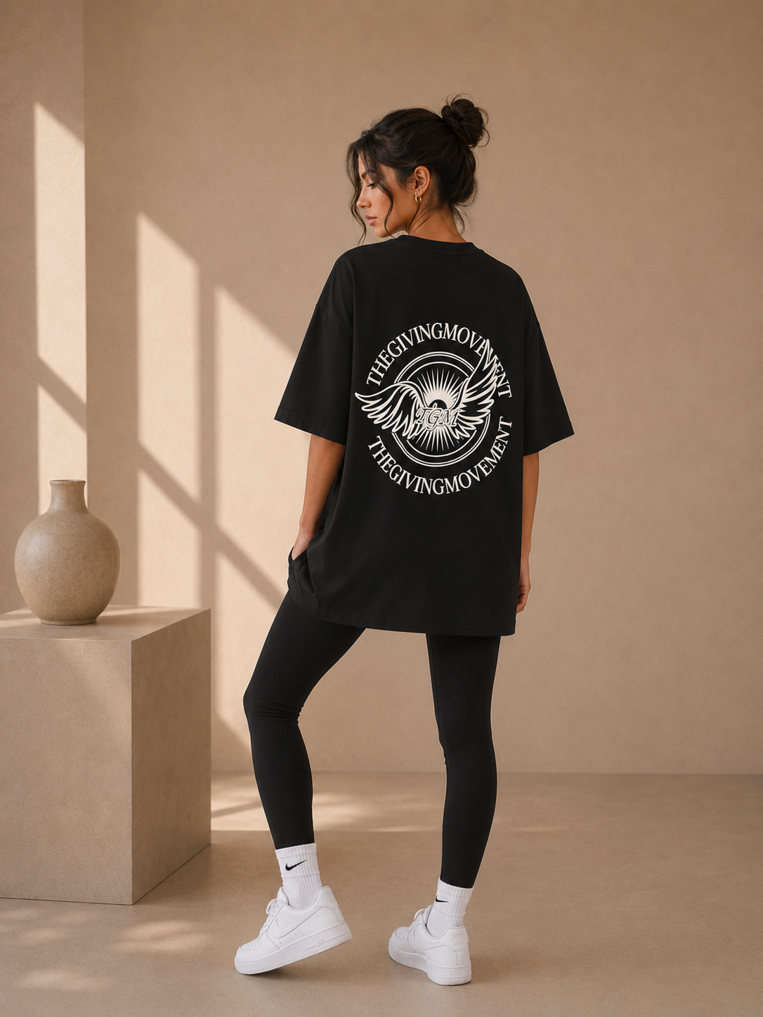 Unisex - Oversized Wings Motif T-Shirt