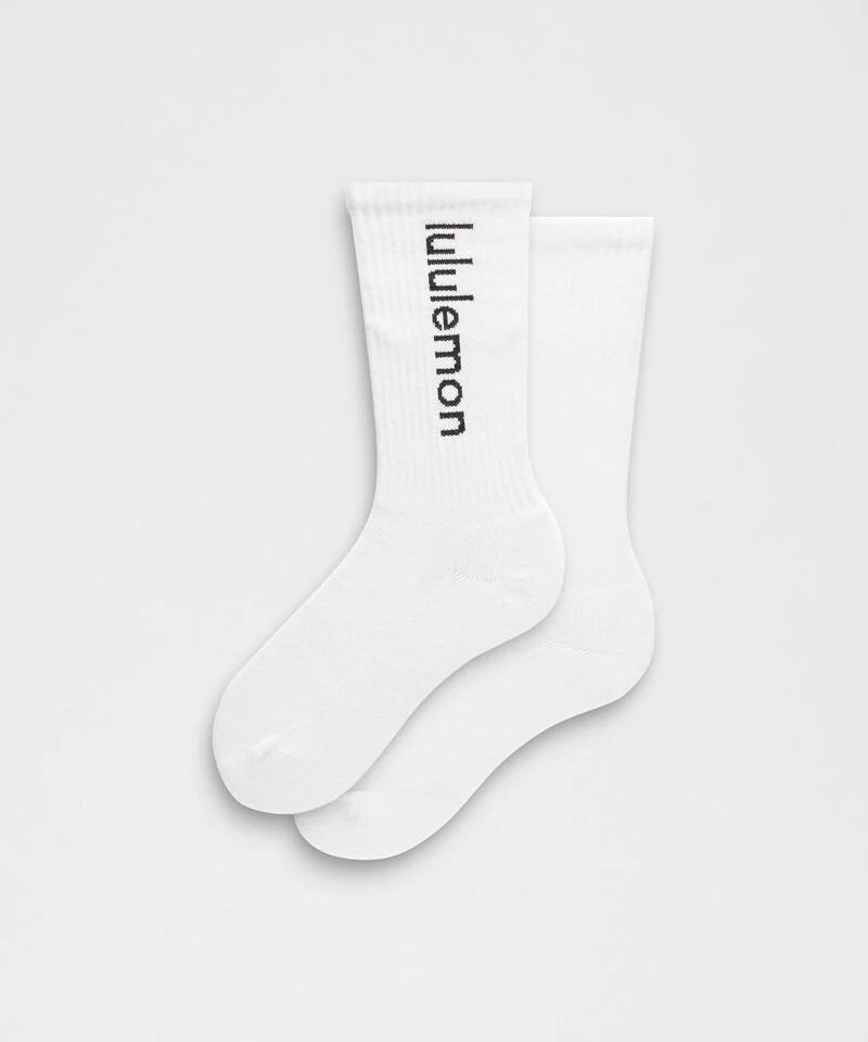 lululemon  Unisex Power Stride Crew Socks Stripe \ White - Black