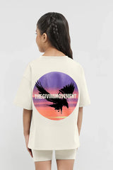 Unisex - Kids Oversized Falcon Sunset Print T-Shirt