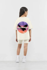 Unisex - Kids Oversized Falcon Sunset Print T-Shirt