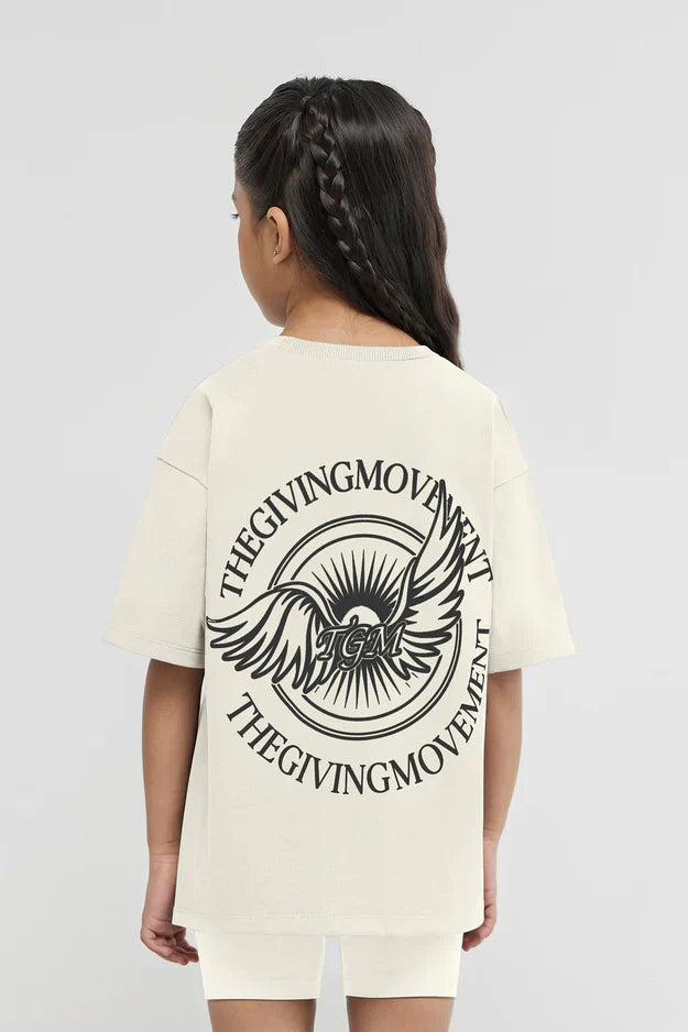 Unisex - Kids Oversized Wings Motif T-Shirt