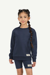 Kids Oversized Sweatshirt - Girls/ Navy Blue