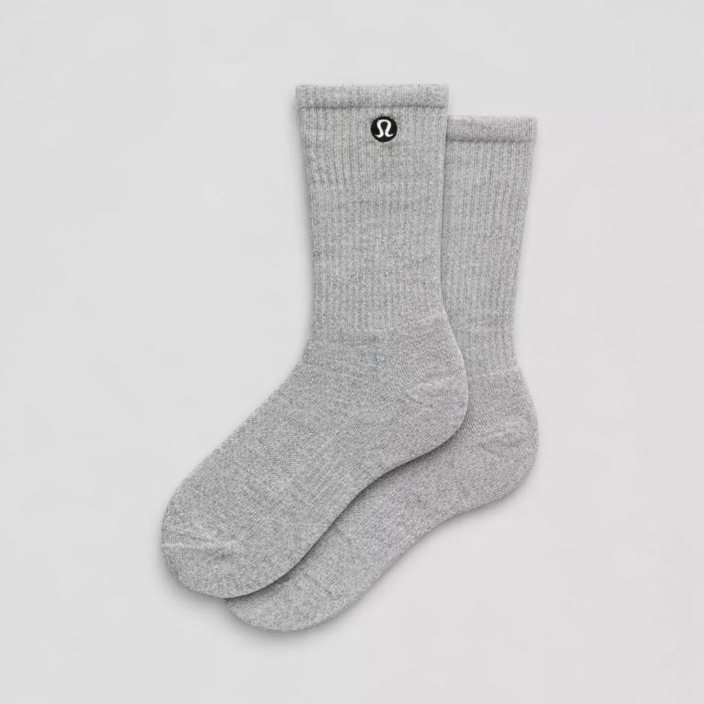 Unisex Daily Essential Crew Socks- Gray